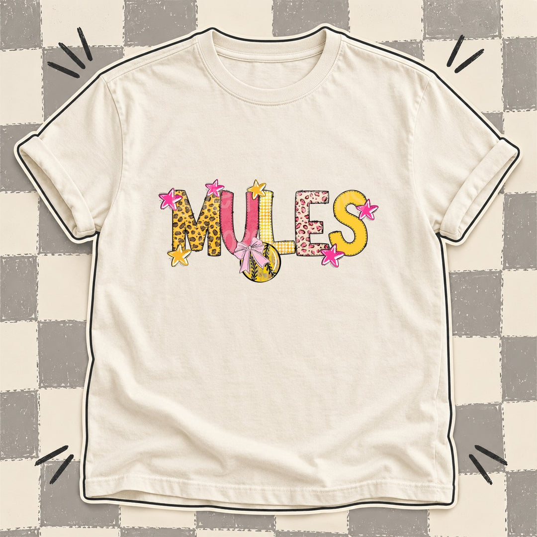 Mules Mixed Doodle Softball Mascots – Sunshine Leopard DTF transfer mockup