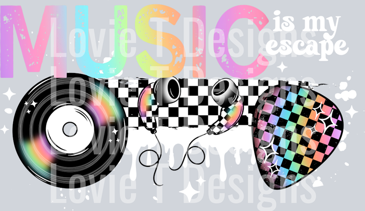 Music is my escape white words png