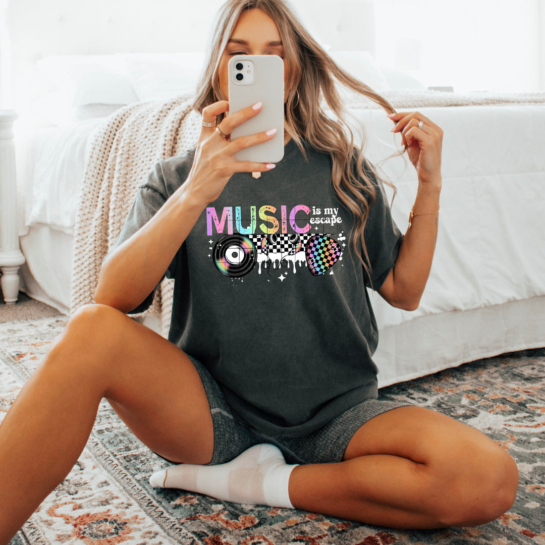 MUSIC IS MY ESCAPE WHITE WORDS