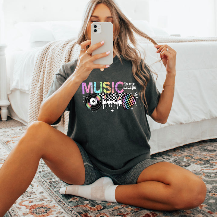 MUSIC IS MY ESCAPE WHITE WORDS