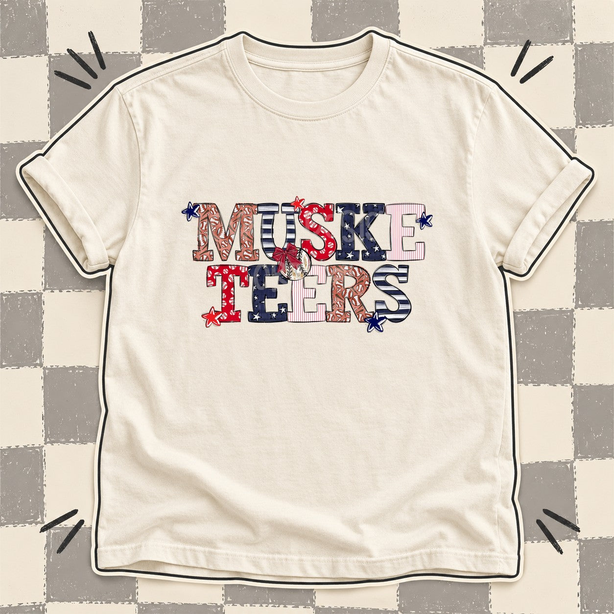 Mixed Doodle Baseball Mascots – Ballpark Classic Musketeers design