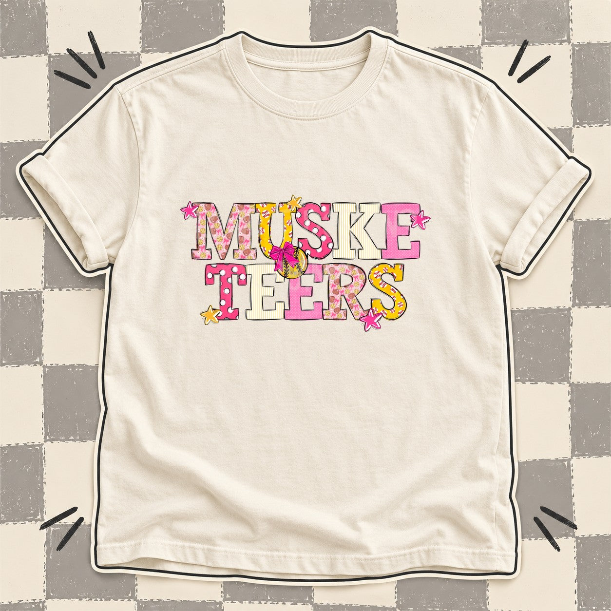 Mixed Doodle Softball Mascots – Sweet Softball Musketeers design