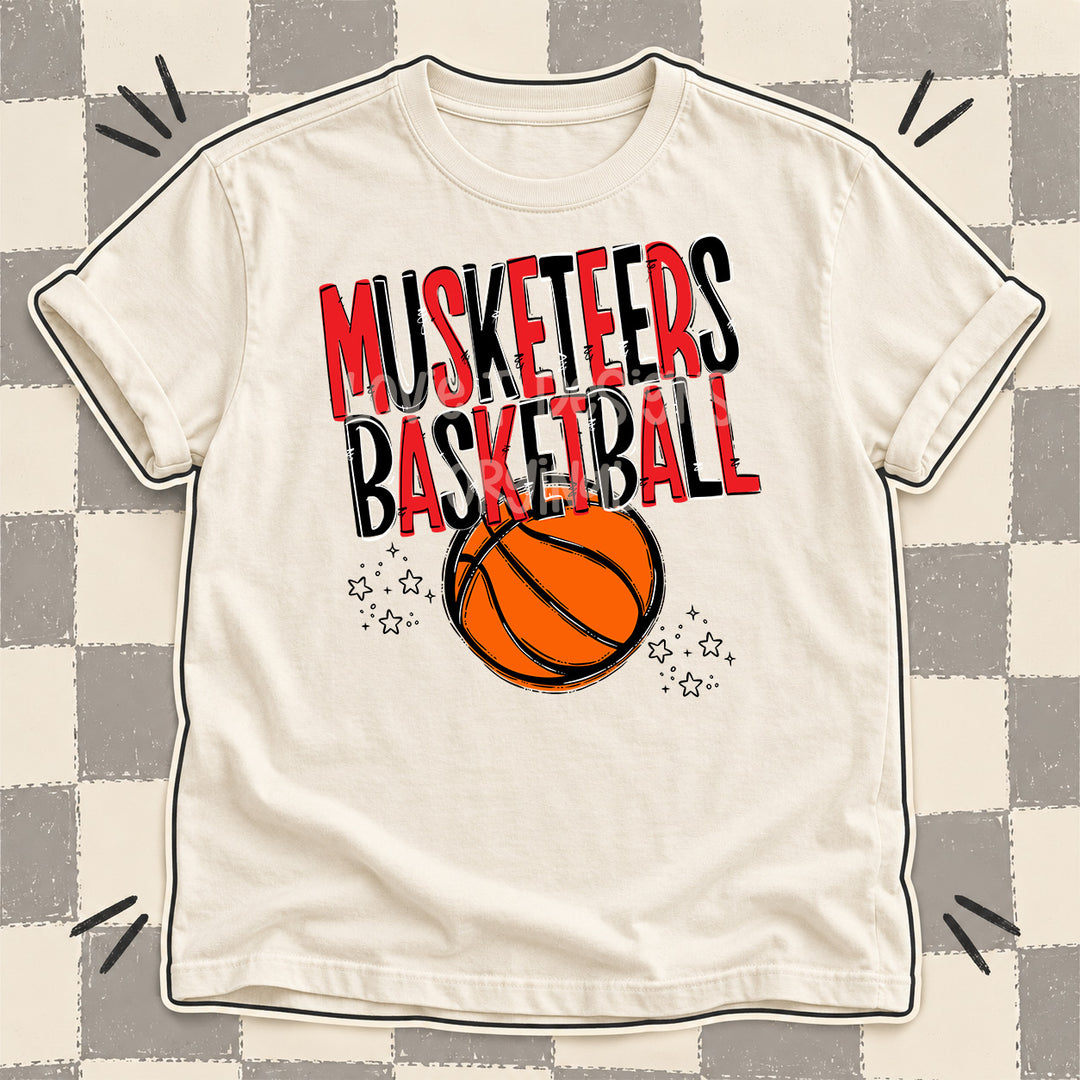 Musketeers Red Black Team Go Basketball Mascots DTF transfer