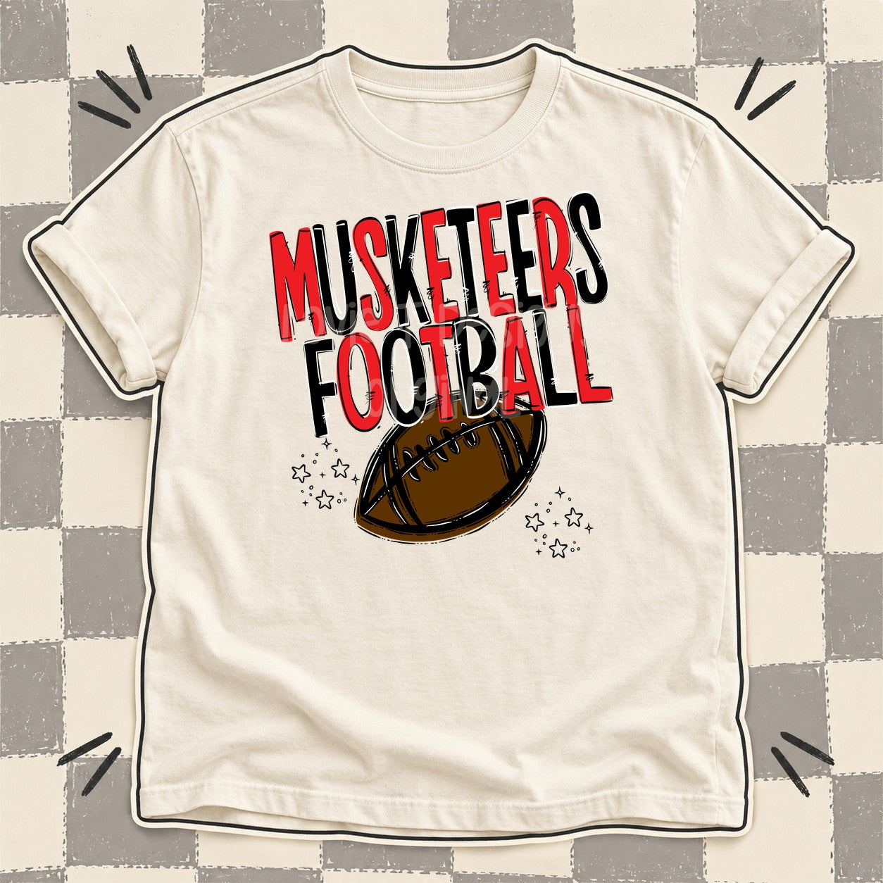 Team Go Football Mascots Musketeers Red Black design