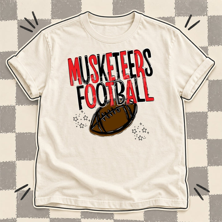 Musketeers Red Black Team Go Football Mascots DTF transfer mockup