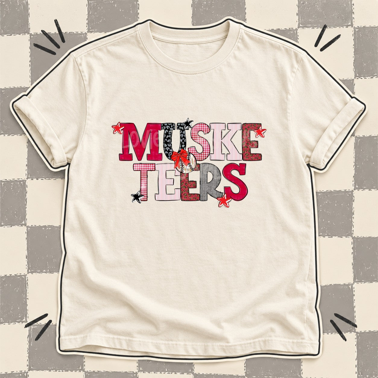 Mixed Doodle Baseball Mascots – Mascot Colors Musketeers Red Black Gray White design