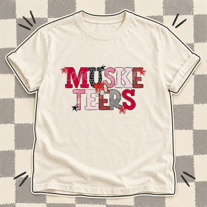 Musketeers Red Black Gray White Mixed Doodle Baseball Mascots – Mascot Colors DTF transfer mockup