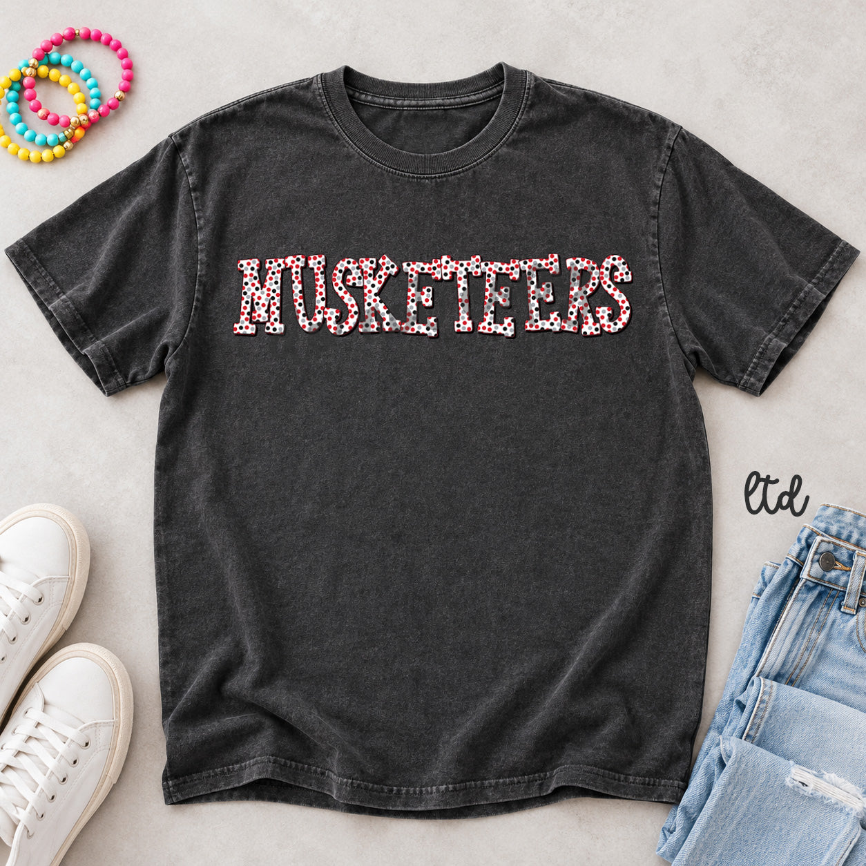 Polka Dot Mascots Musketeers Red Black Silver design