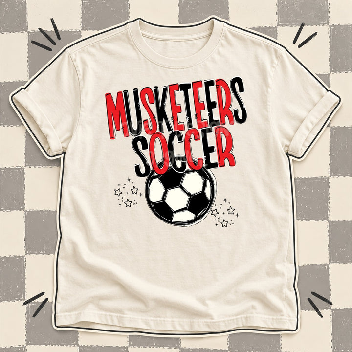 Musketeers Red Black Team Go Soccer Mascots DTF transfer mockup