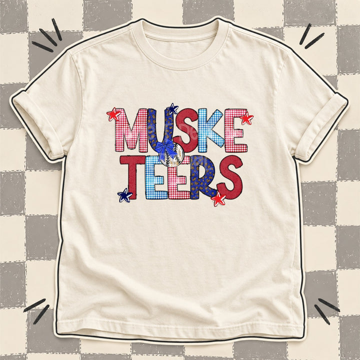 Musketeers Mixed Doodle Baseball Mascots – Red and Royal DTF transfer mockup
