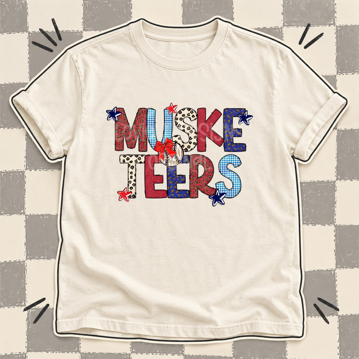 Mixed Doodle Baseball Mascots – Leopard Red Navy Musketeers design
