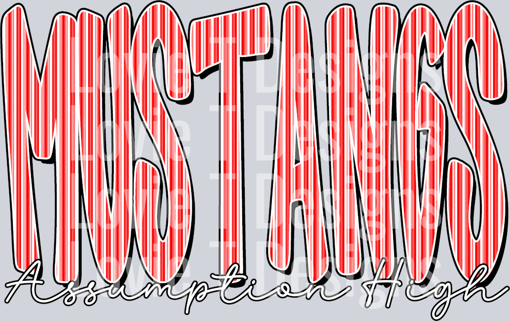 MUSTANGS ASSUMPTION HIGH RED SEERSUCKER