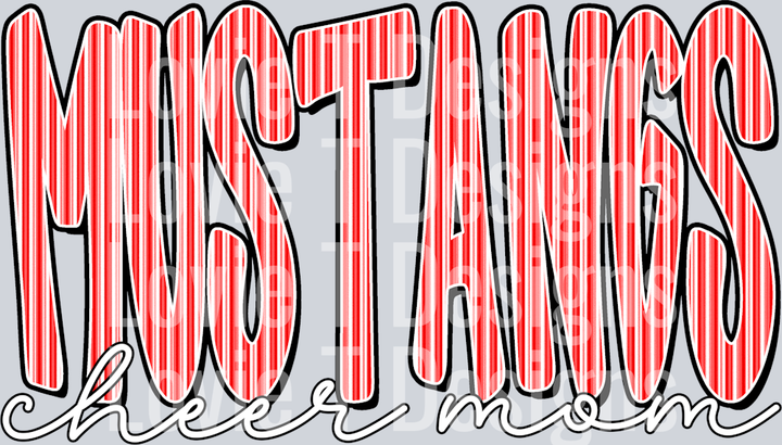 MUSTANGS CHEER MOM RED SEERSUCKER