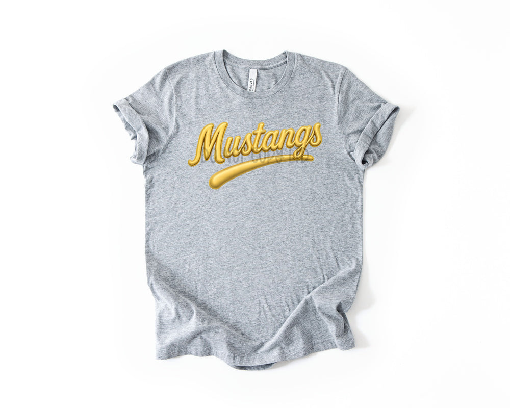 Mustangs Faux Puff Gold DTF transfer design – image 1