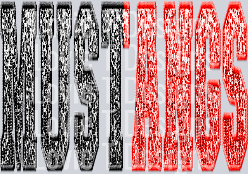 MUSTANGS SPLIT SEQUIN BLACK AND RED