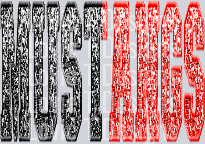 MUSTANGS SPLIT SEQUIN BLACK AND RED