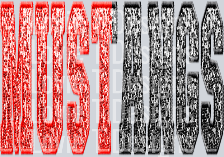 MUSTANGS SPLIT SEQUIN RED AND BLACK