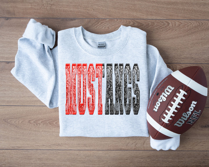 MUSTANGS SPLIT SEQUIN RED AND BLACK