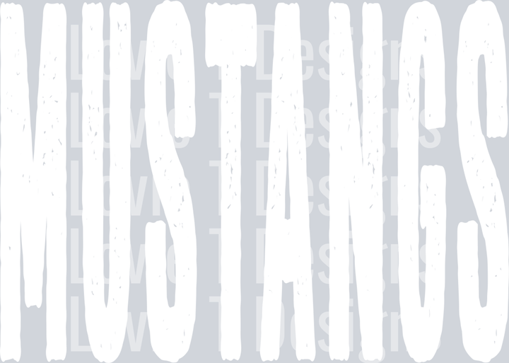 MUSTANGS WHITE OVERSIZED GRUNGE MASCOT - REGULAR SIZES SB