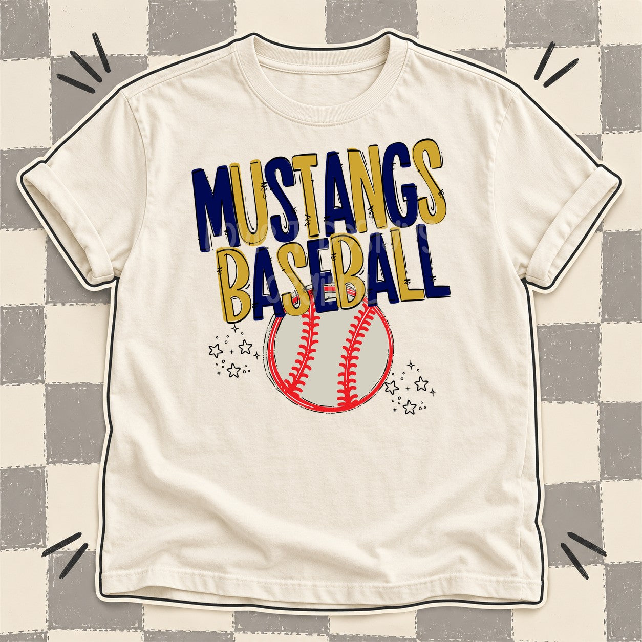 Team Go Baseball Mascots Mustangs Navy Vegas Gold design