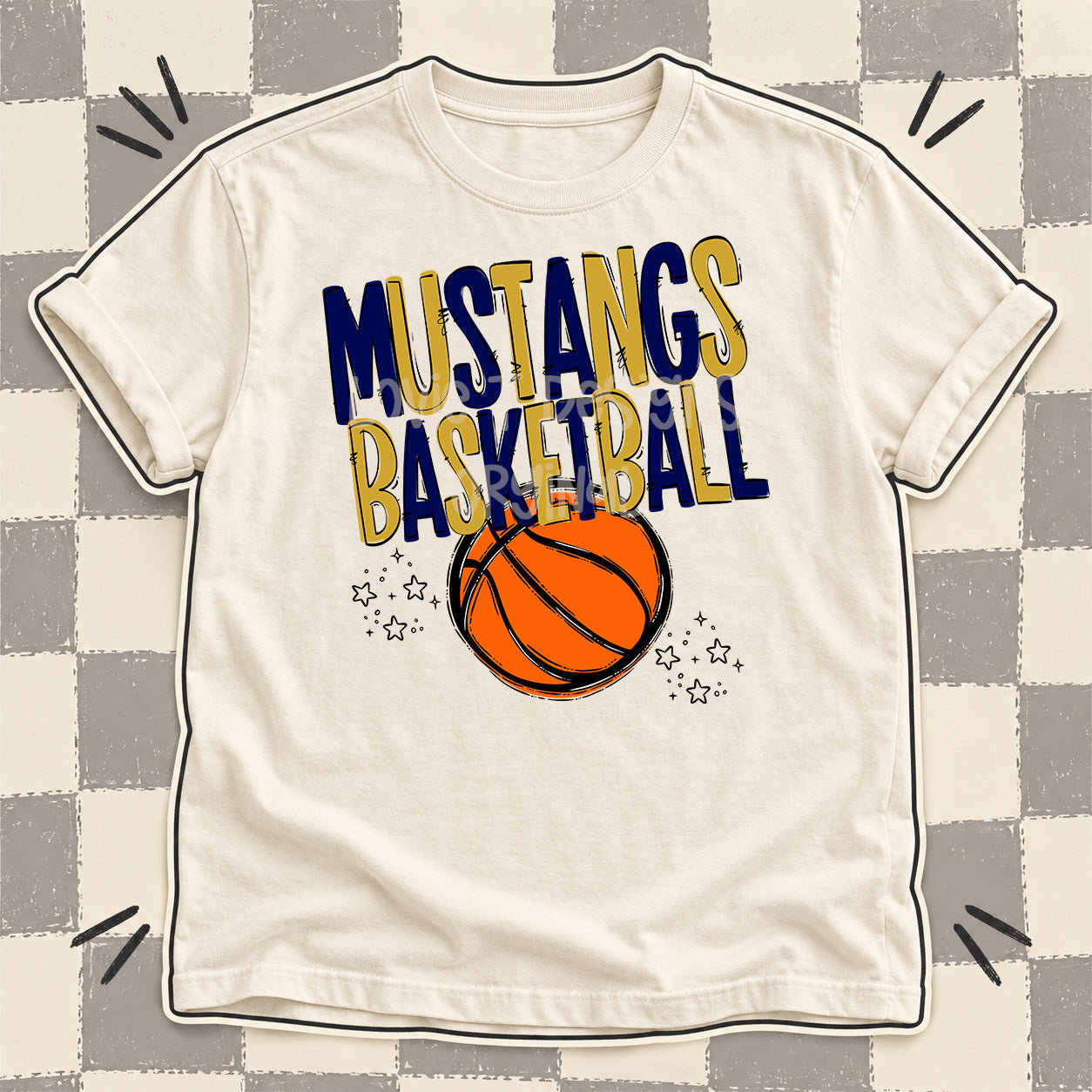 Team Go Basketball Mascots Mustangs Navy Vegas Gold design