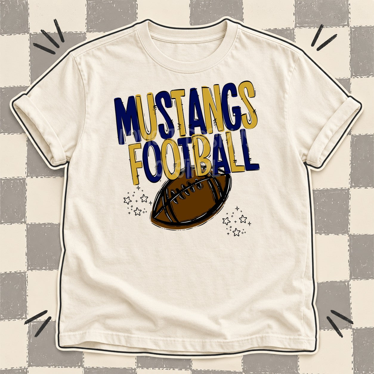 Team Go Football Mascots Mustangs Navy Vegas Gold design