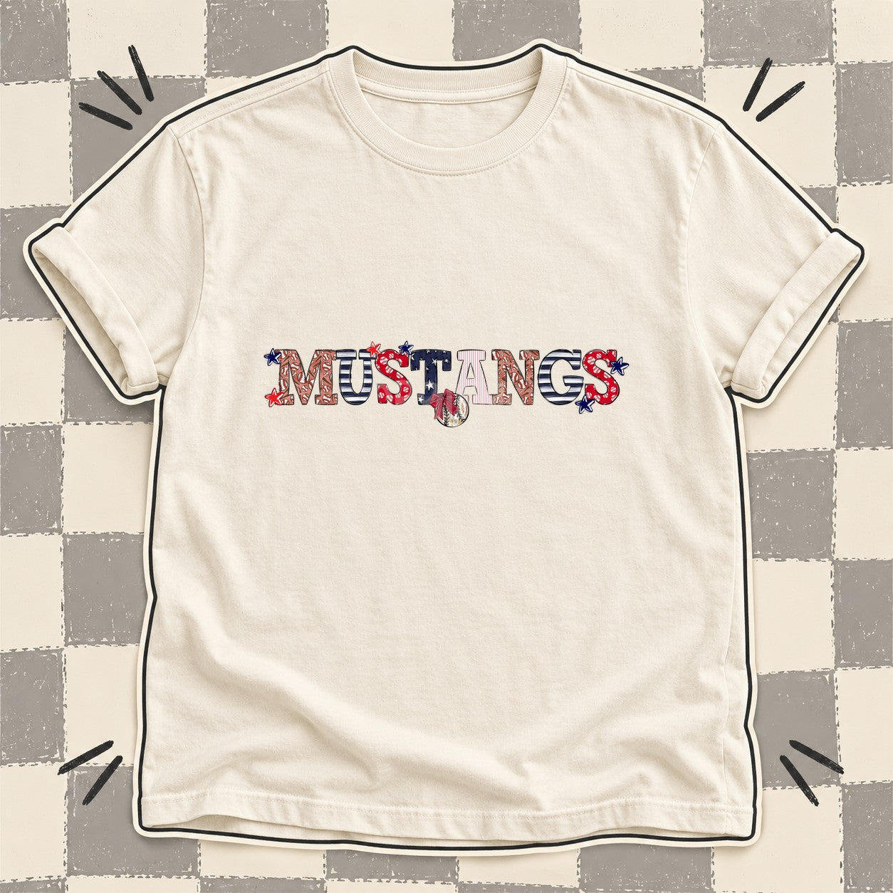 Mixed Doodle Baseball Mascots – Ballpark Classic Mustangs design