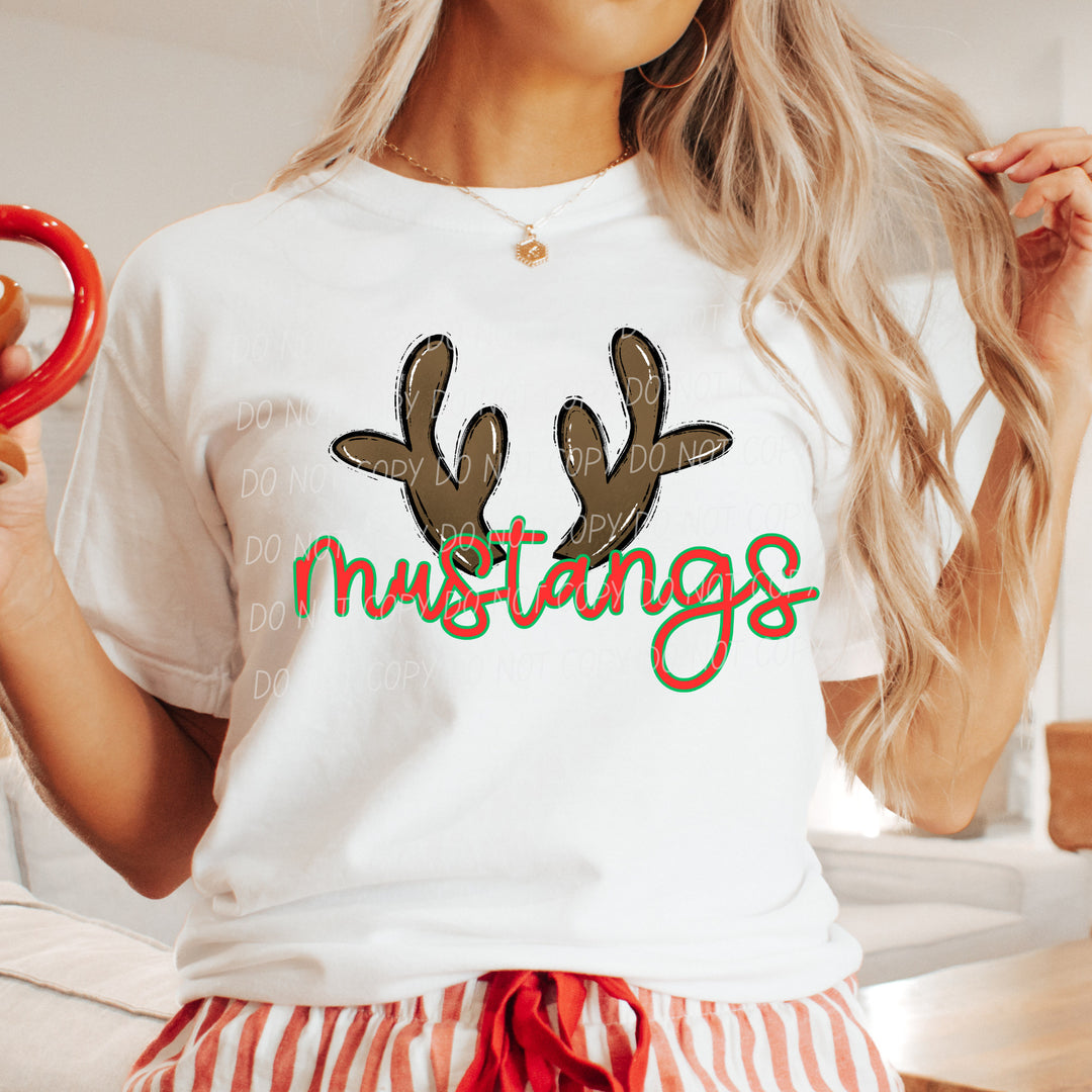 Mustangs Reindeer mascot DTF transfer