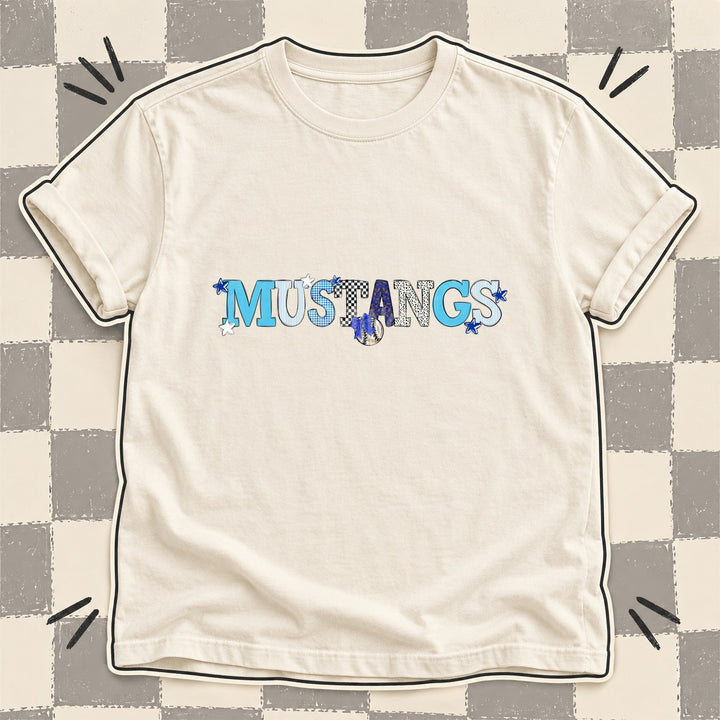 Mustangs Royal Blue White Mixed Doodle Baseball Mascots – Mascot Colors DTF transfer mockup