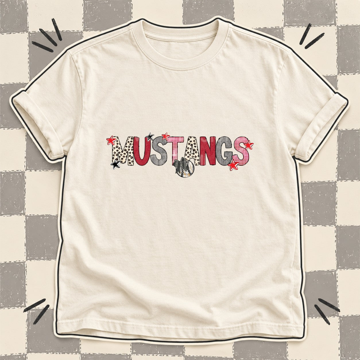 Mixed Doodle Baseball Mascots – Stitched Ballpark Mustangs design