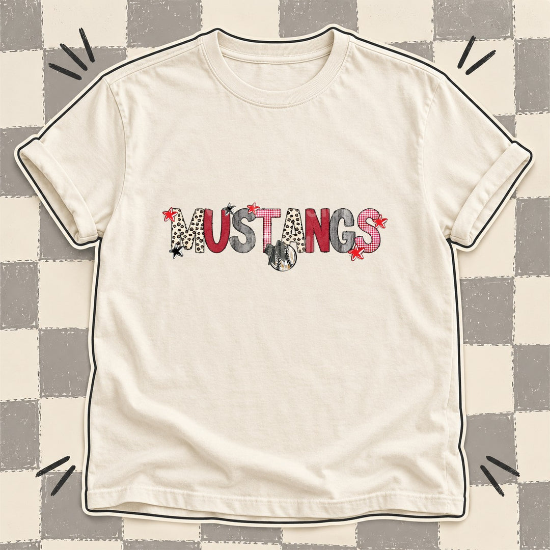Mustangs Mixed Doodle Baseball Mascots – Stitched Ballpark DTF transfer mockup