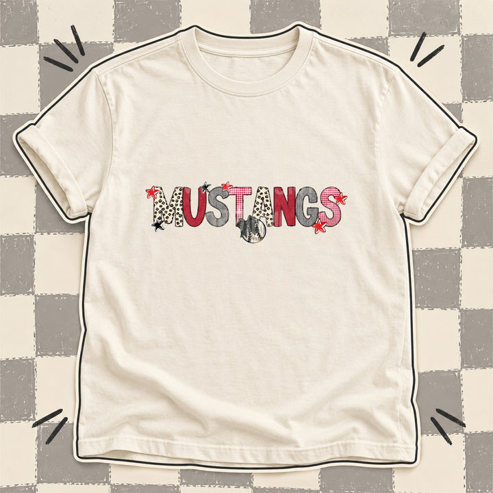 Mustangs Mixed Doodle Baseball Mascots – Stitched Ballpark DTF transfer mockup