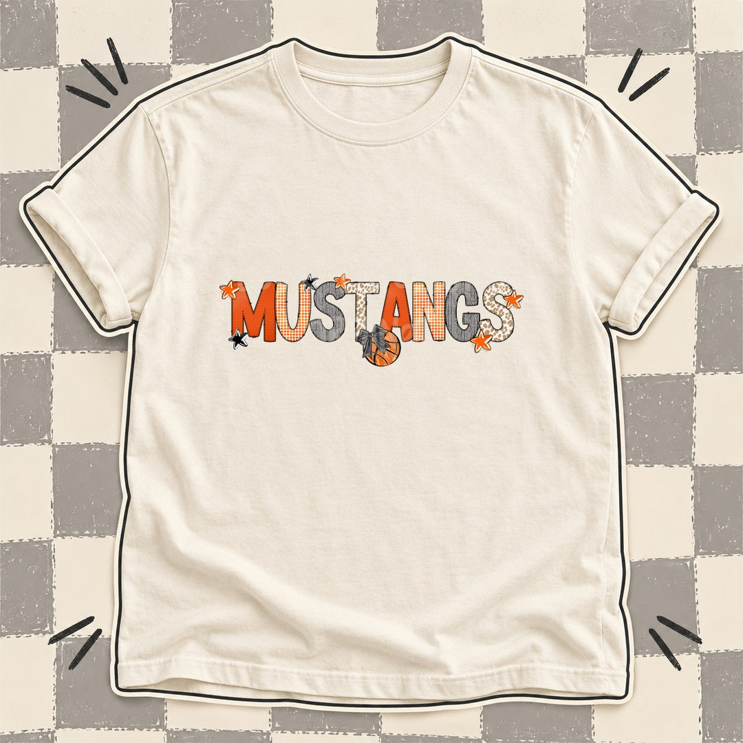 Mustangs Mixed Doodle Basketball Mascots – Hoops Houndstooth DTF transfer mockup