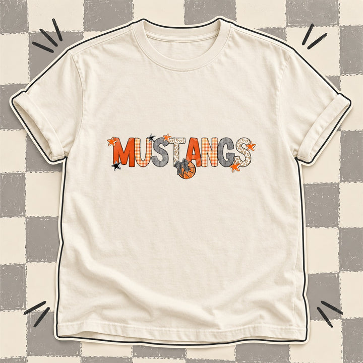 Mustangs Mixed Doodle Basketball Mascots – Hoops Houndstooth DTF transfer mockup