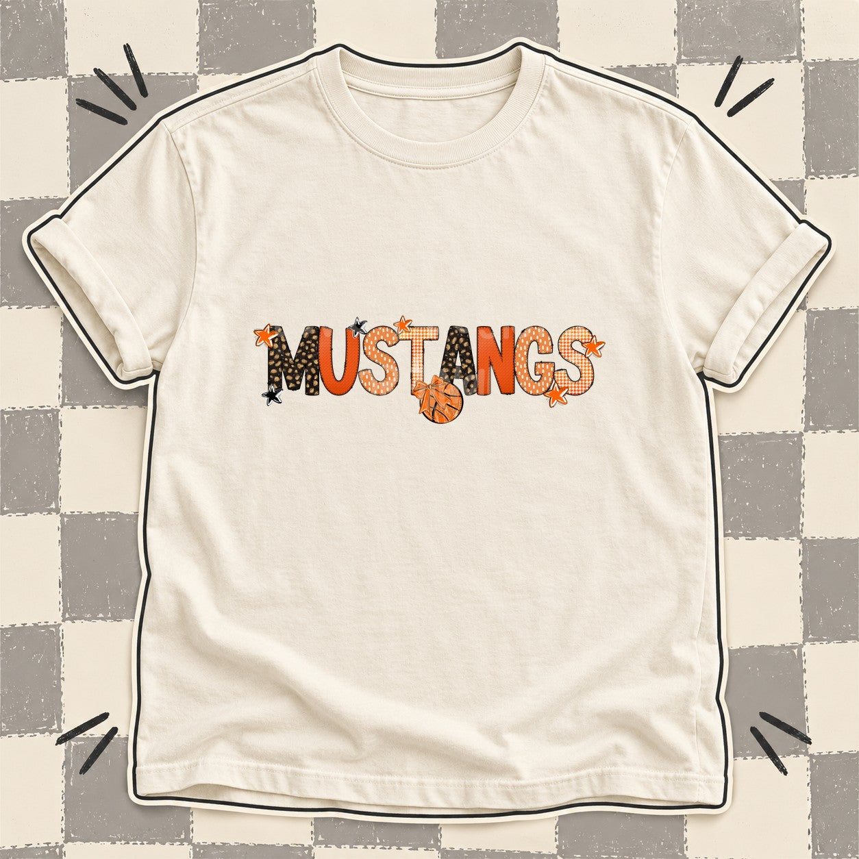 Mixed Doodle Basketball Mascots – Leopard Court Mustangs design