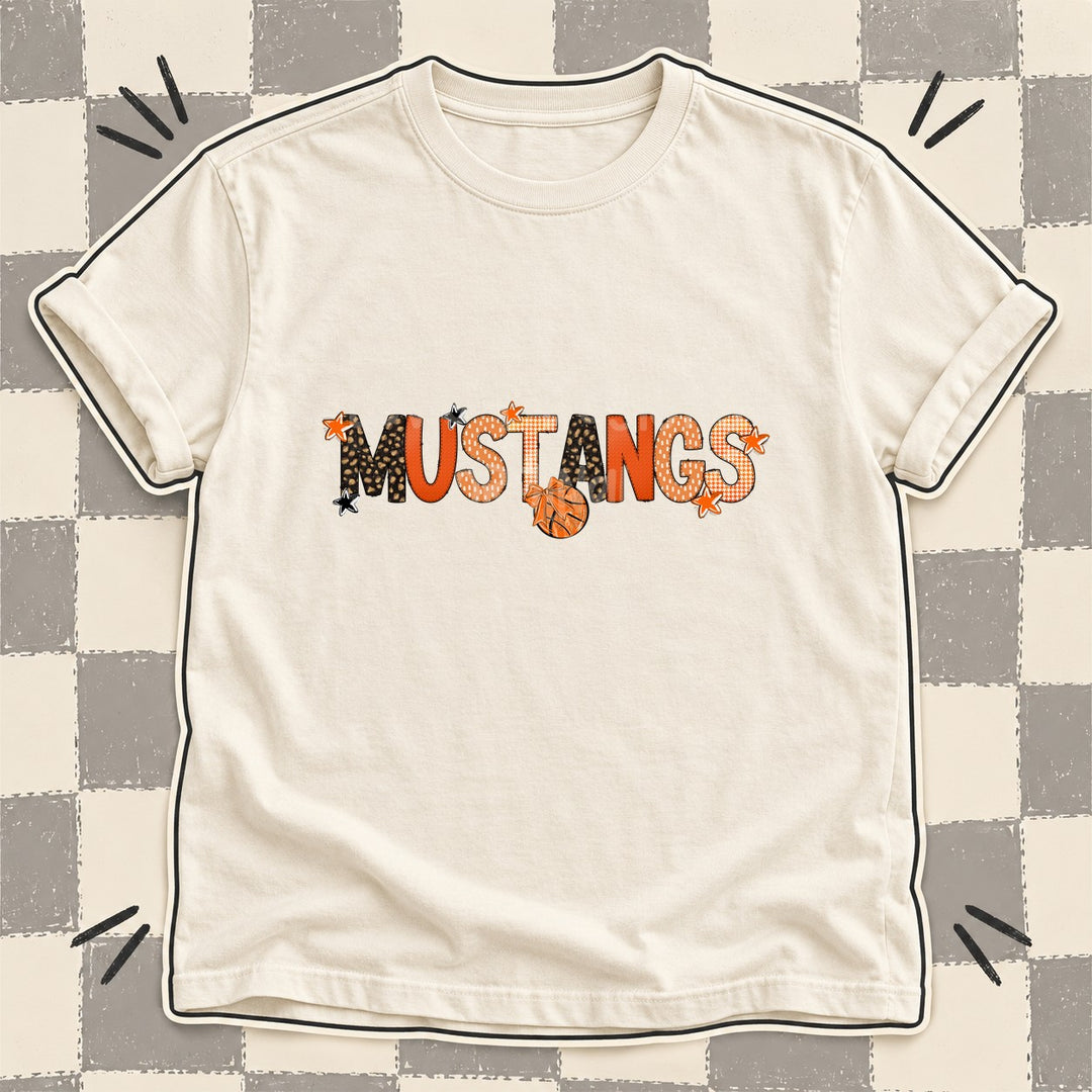Mustangs Mixed Doodle Basketball Mascots – Leopard Court DTF transfer mockup