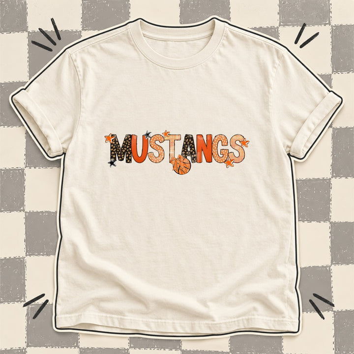 Mustangs Mixed Doodle Basketball Mascots – Leopard Court DTF transfer mockup