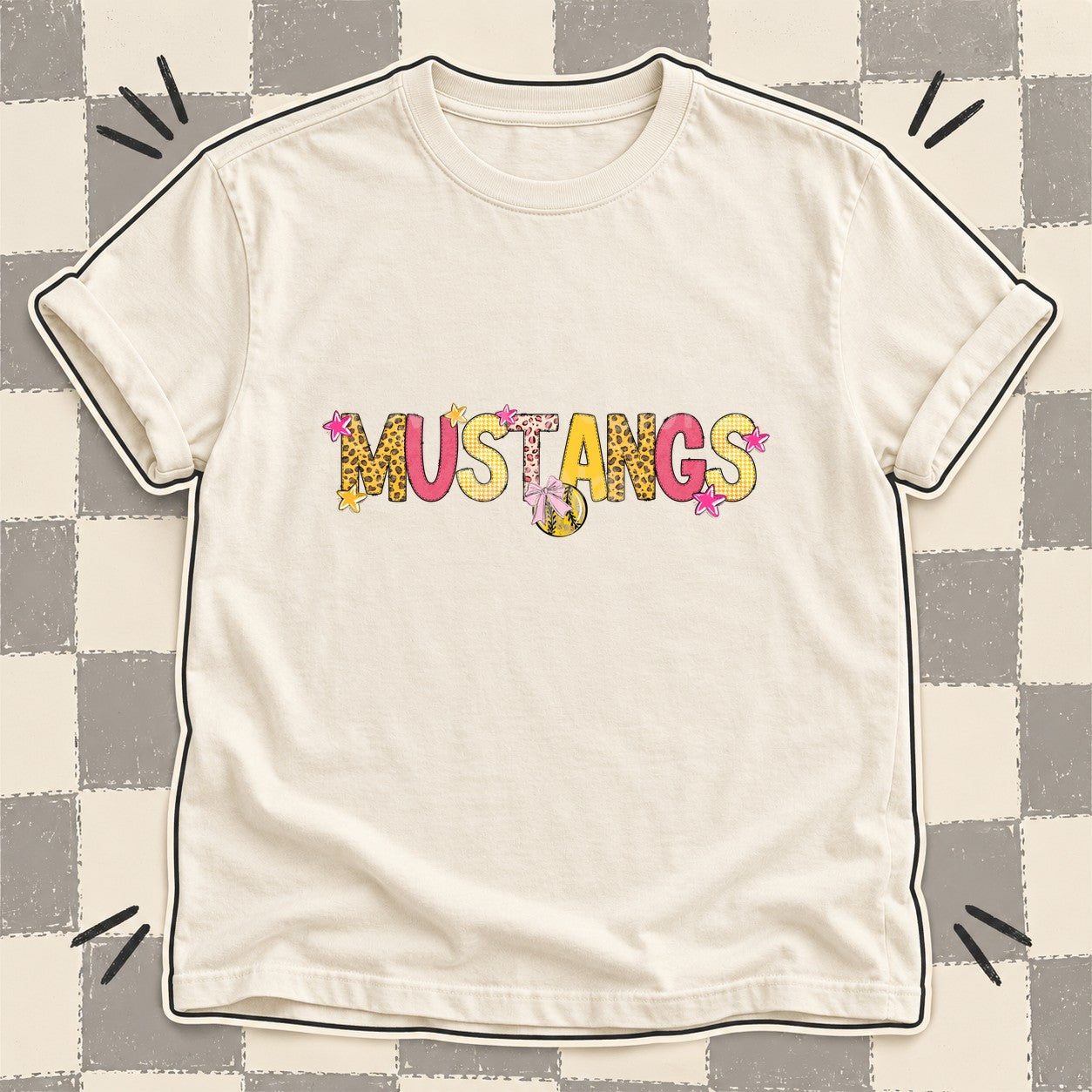 Mixed Doodle Softball Mascots – Sunshine Leopard Mustangs design