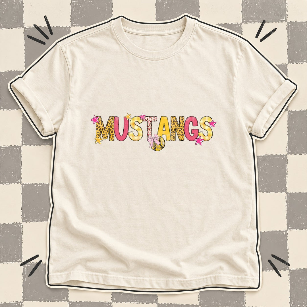 Mustangs Mixed Doodle Softball Mascots – Sunshine Leopard DTF transfer mockup
