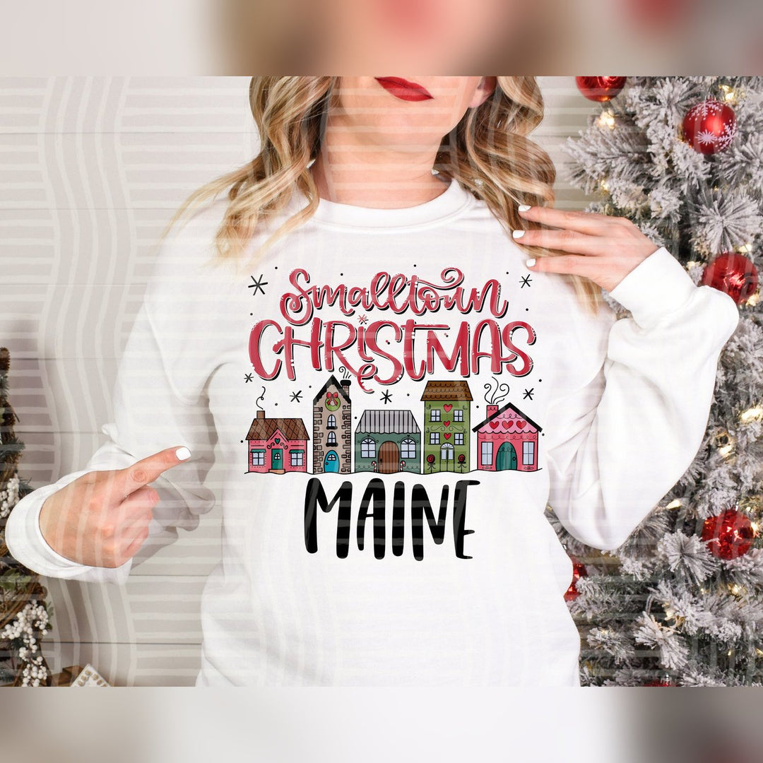 Maine Smalltown Christmas States DTF transfer