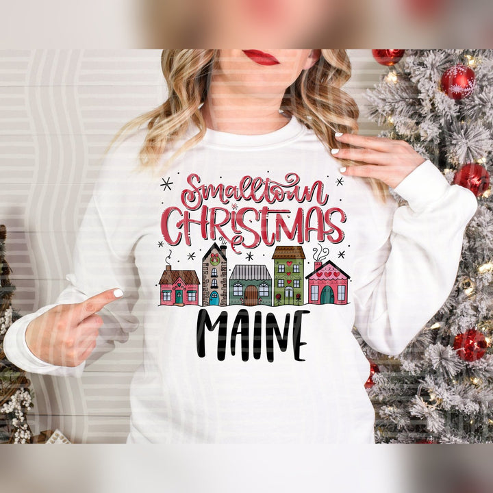 Maine Smalltown Christmas States DTF transfer