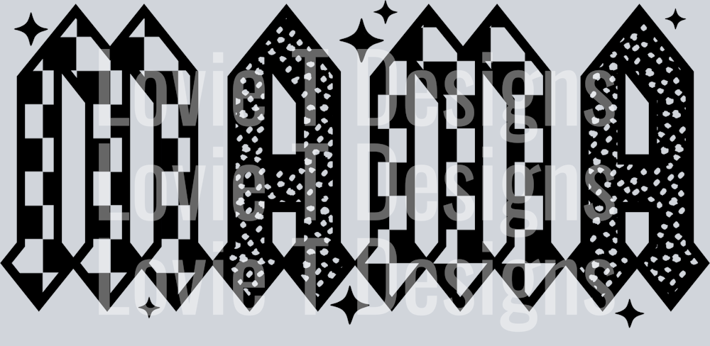 Mama_Checker_And_Stars_Single_Color_Black