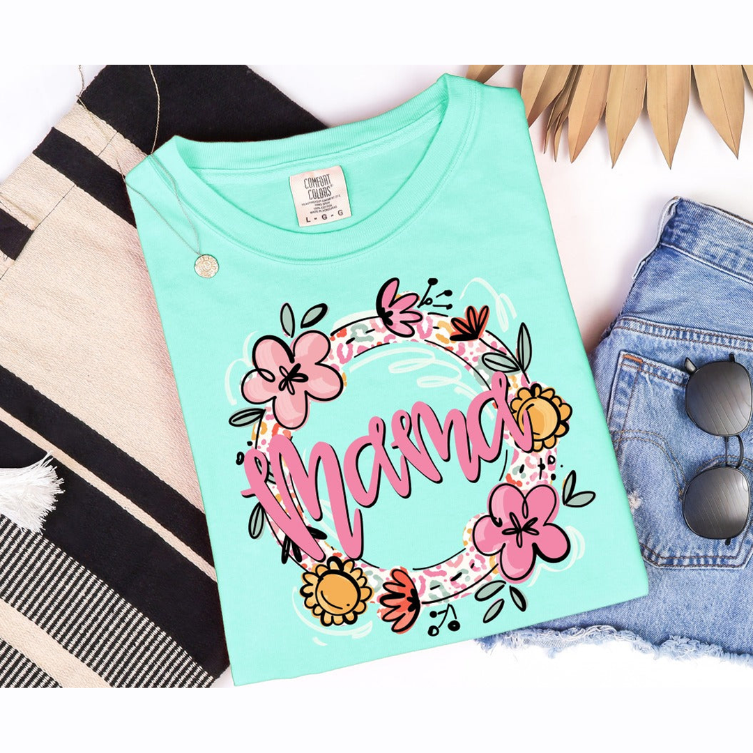 Mama Floral and Leopard Name – DTF Transfer