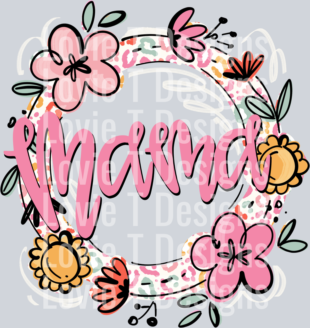 MAMA FLORAL AND LEOPARD NAME