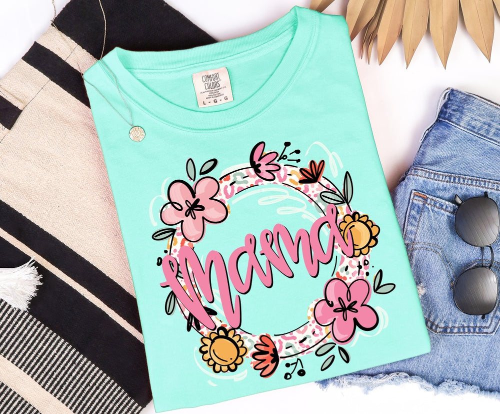 Mama Floral and Leopard Name DTF transfer design – image 1