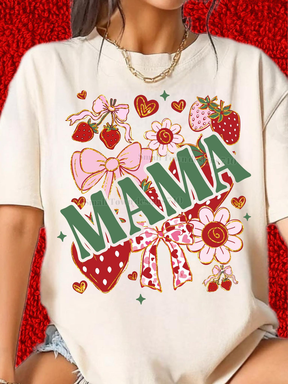 Mama Strawberry DTF transfer design – image 1