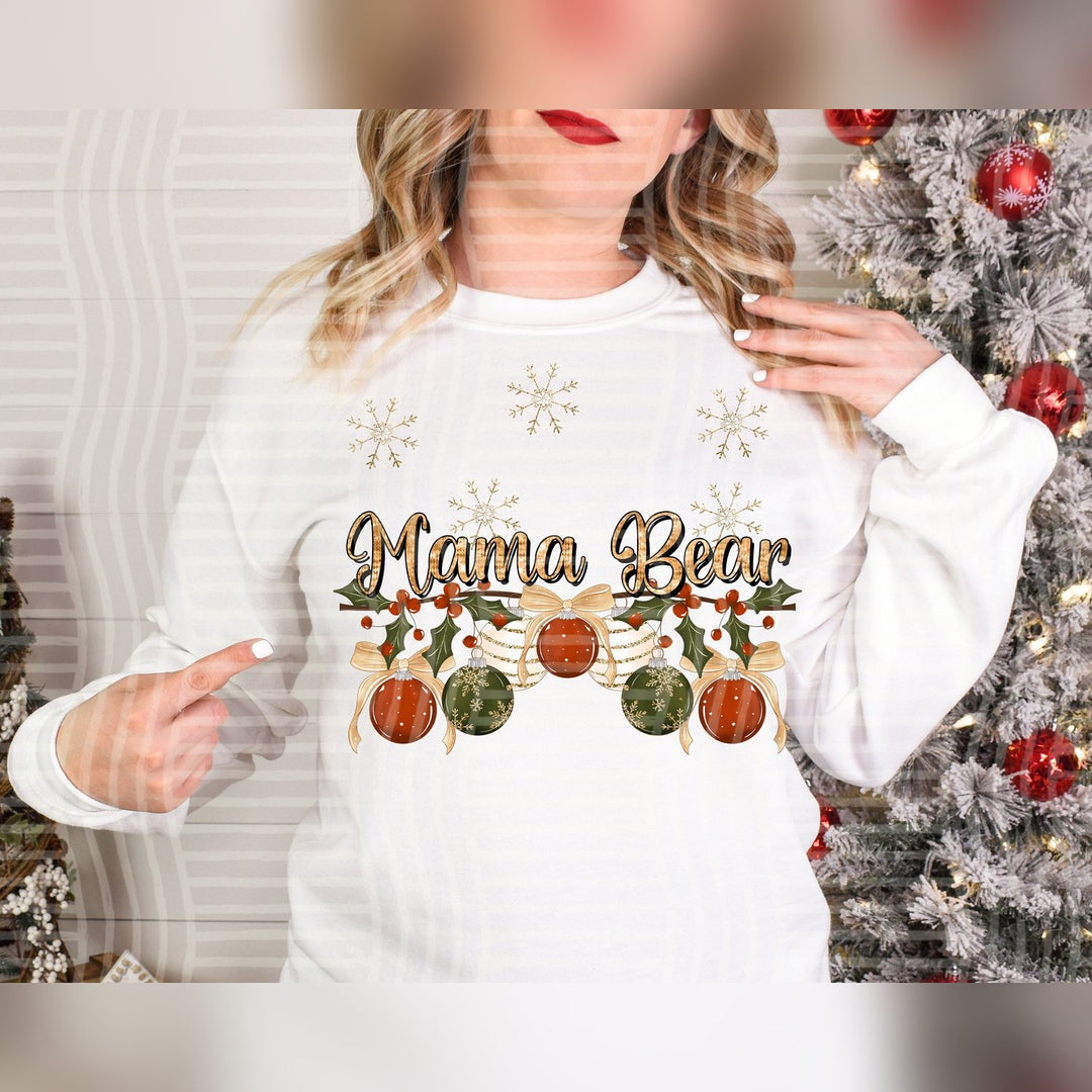 Mama Bear Christmas Name Ornaments DTF transfer