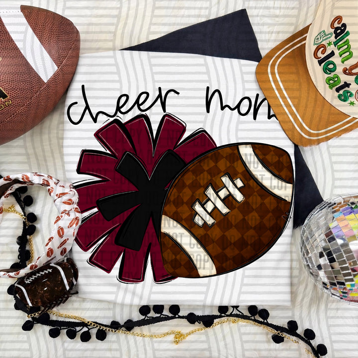 Cheer Mom DTF transfer in Maroon & Black