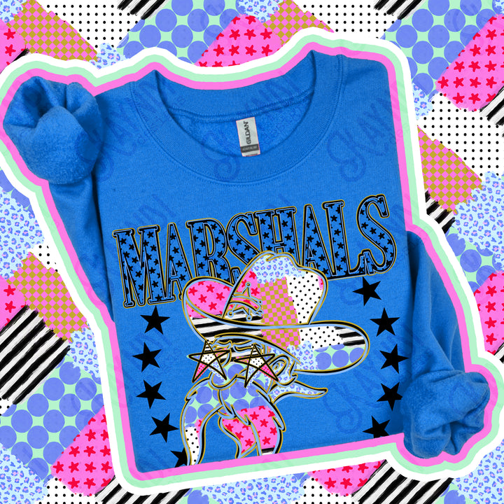 Marshals Patchwork Varsity Stars mascot DTF transfer