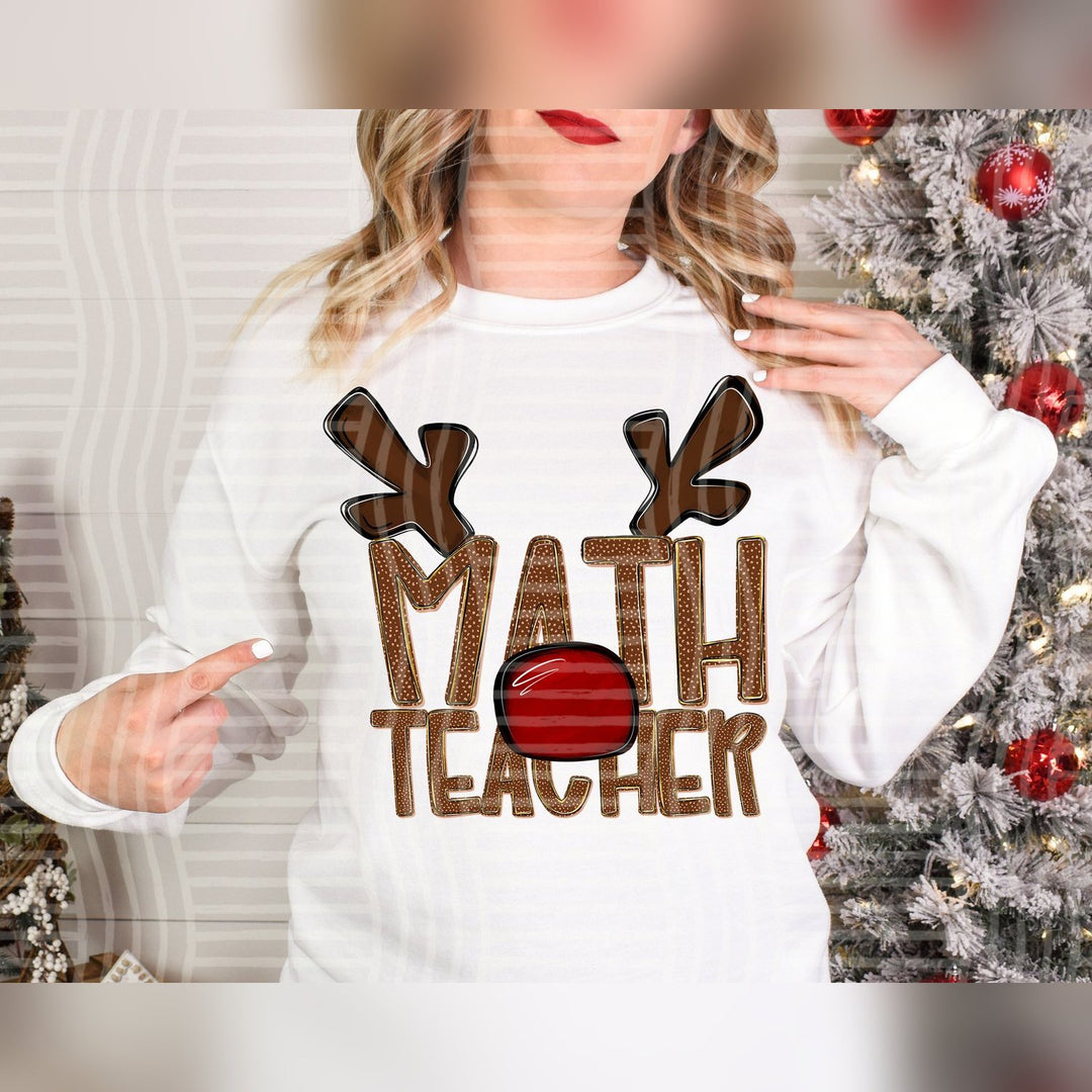 Math Teacher Deer Antler School Staff DTF transfer